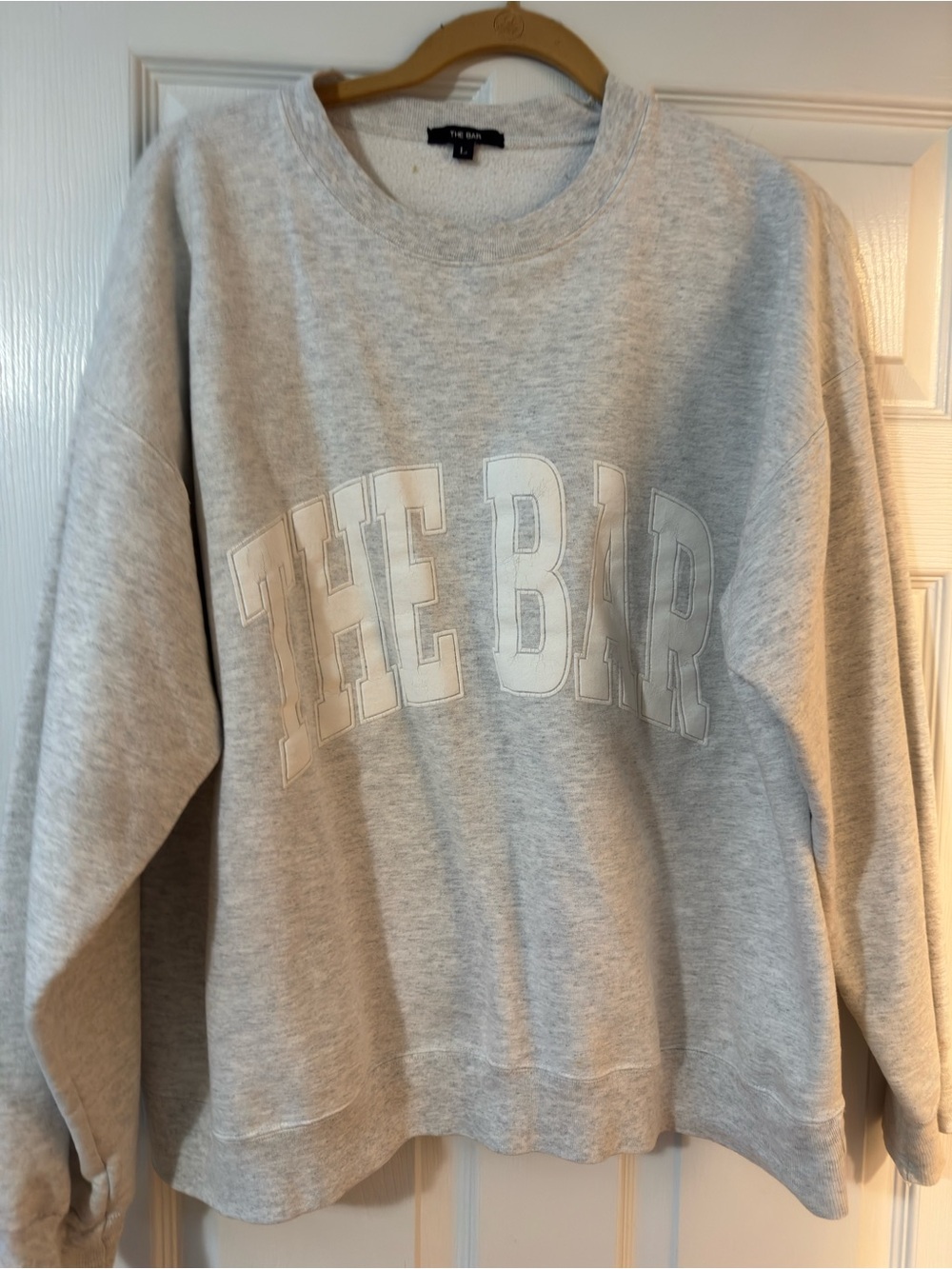 The Bar Men's Light Grey Crewneck Sweatshirt with White Lettering